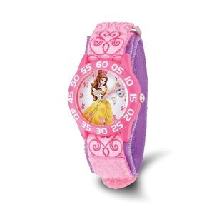 Disney Girls Belle Pink Strap Acrylic Time Teacher Watch
